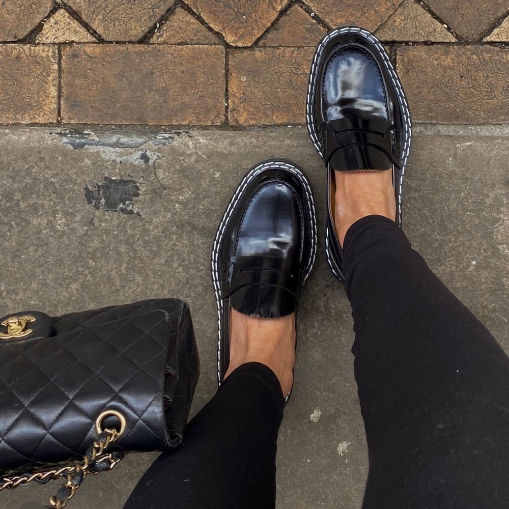 Proenza schouler black lug sole loafers